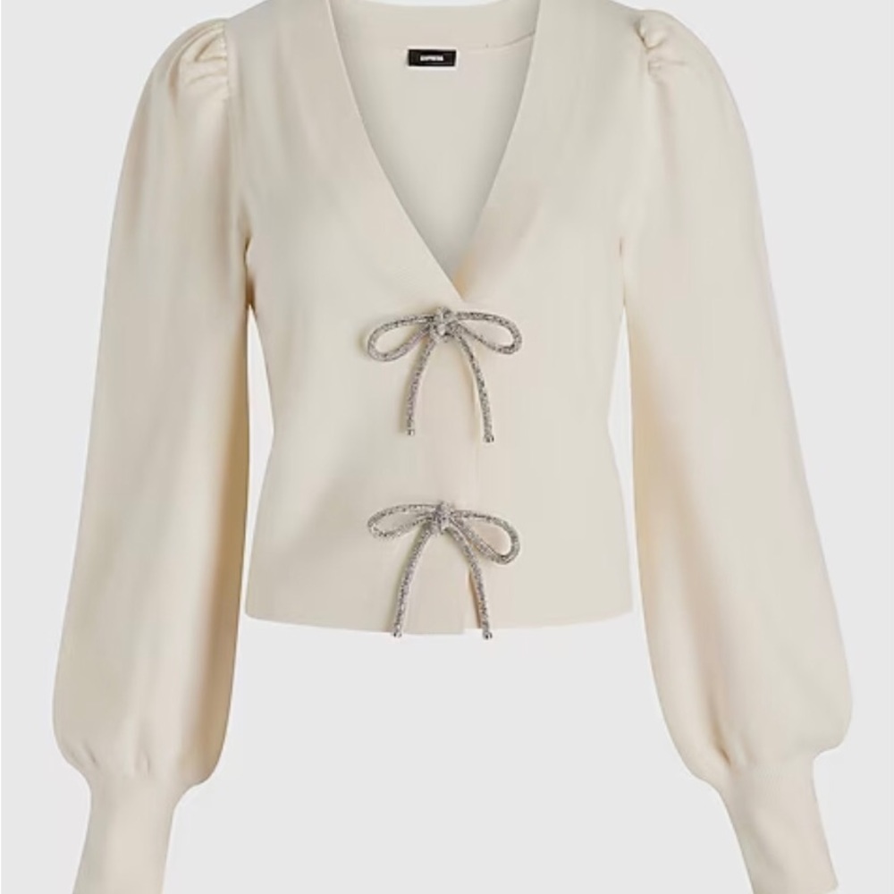 Express Bow embellished cardigan NWT